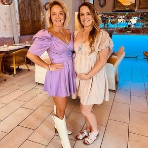 Lavender puff sleeve romper